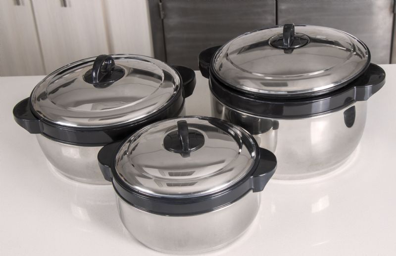 3Pc Stainless Steel Insulated Casserole Set - Image 1