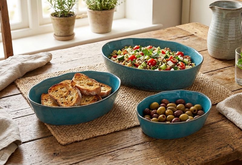 3Pc Oval Bakeware Set - Blue - Image 1