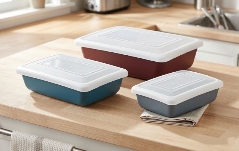 3Pc Ceramic Bakeware with Plastic Sealable Lids (Bigger) - Image 1