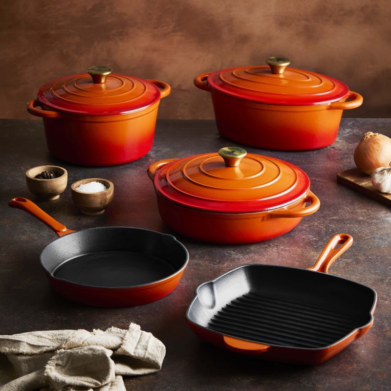 Flame Orange 8pc Baobab Cast Iron - Image 1