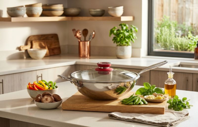 32cm Wok with Glass Lid (Available in Black, Blue and Red) - Image 3