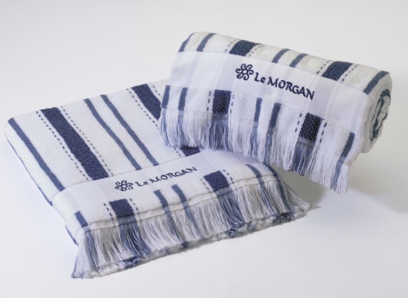 2Pc Blue & White Towels - Image 1