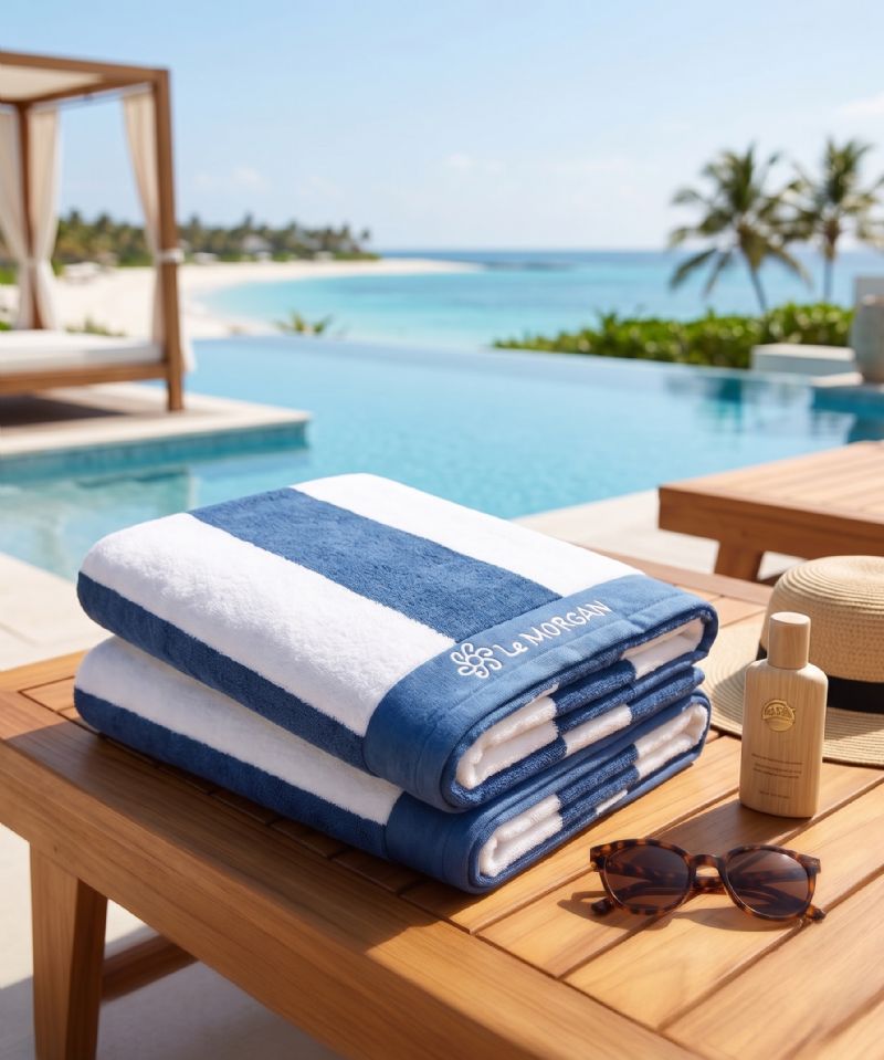 Beach Towels - Blue and White - Image 1