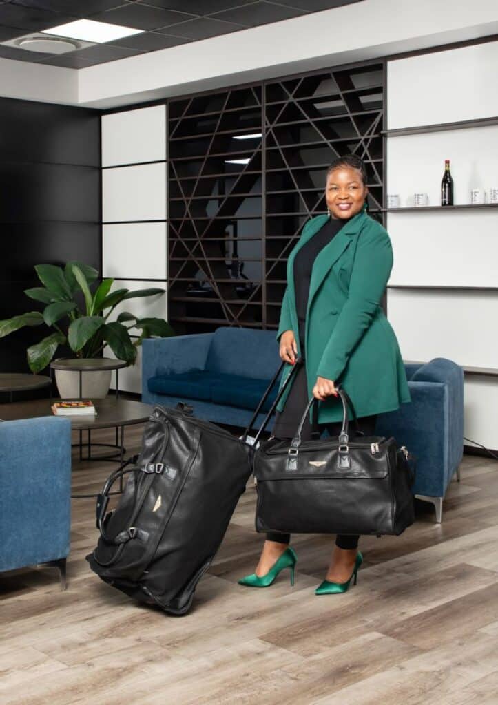 2pc Leather Weekend Bag - Black - Image 1