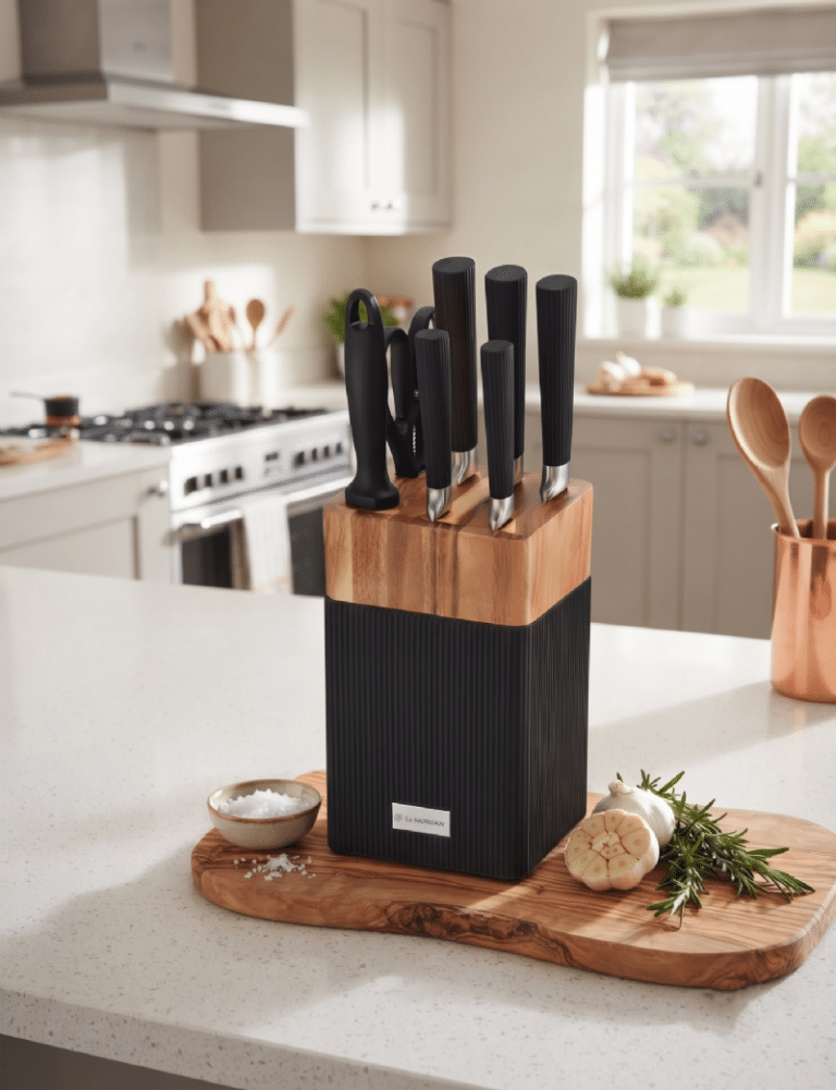 8pc Knife Block Set - Black - Image 1