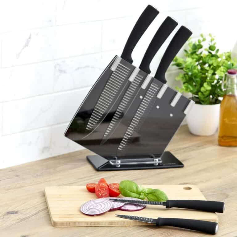 5pc Grooved Knife Set with Stand - Image 2