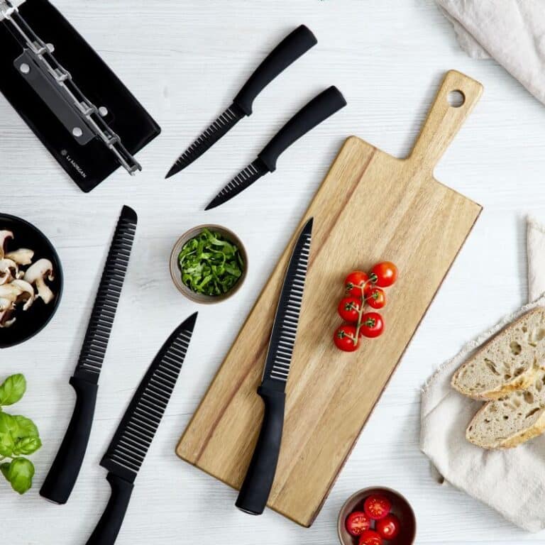 5pc Grooved Knife Set with Stand - Image 3