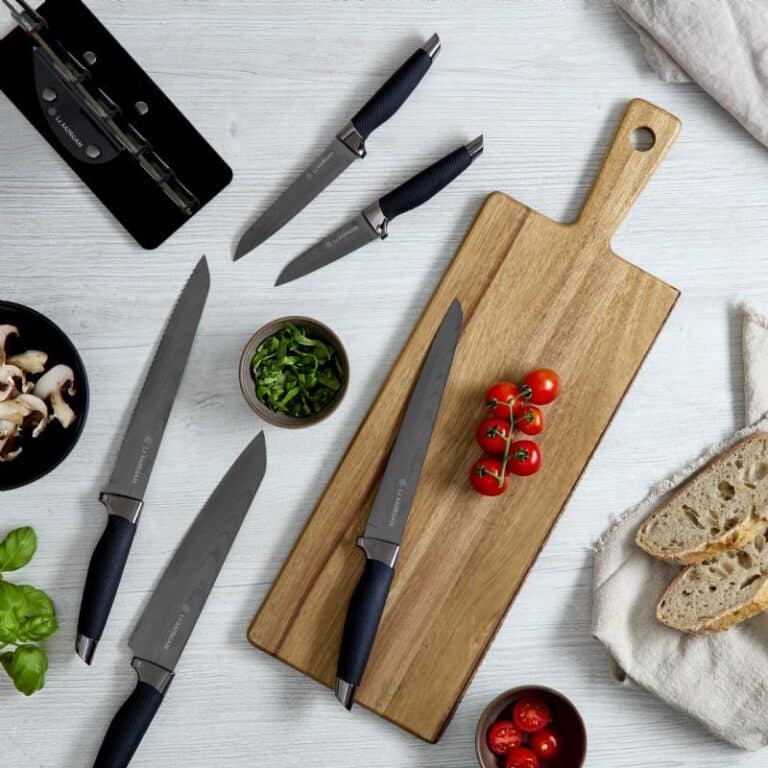 5pc Damascus Knife Set Black with stand - Image 2