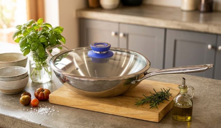 32cm Wok with Glass Lid (Available in Black, Blue and Red) - Image 2